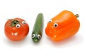 Tomato, cucumber and bellpepper with eyes
