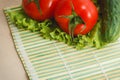 Tomato, cucumber vegetable and salad. Health care food Royalty Free Stock Photo