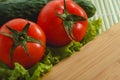 Tomato, cucumber vegetable and salad. Health care food Royalty Free Stock Photo