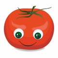 Tomato, Cute vegetable tomato cartoon character. Funny positive and friendly tomato emoticon face icon. Happy smile cartoon face, Royalty Free Stock Photo