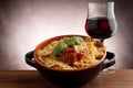 Tomato farfalle and wine Royalty Free Stock Photo