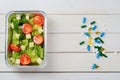 Tomato salad and pills Royalty Free Stock Photo