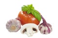 Tomato garlic basil and champignon Royalty Free Stock Photo
