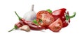 Tomato garlic chili pepper parsley adjika ingredients 2 Royalty Free Stock Photo