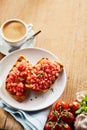 Tomato, garlic, herb and onion salsa on tostada