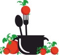Tomato and gazpacho, cuisine logo, pan icon, logo and symbol