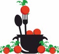 Tomato and gazpacho, cuisine logo, pan icon, logo and symbol