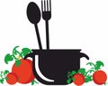 tomato and gazpacho, cuisine logo, pan icon, logo and symbol