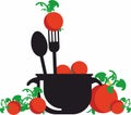 Tomato and gazpacho, cuisine logo, pan icon, logo and symbol