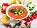 Tomato gazpacho soup with pepper