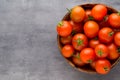 Tomato on the gray background. Royalty Free Stock Photo