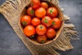 Tomato on the gray background. Royalty Free Stock Photo