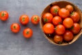 Tomato on the gray background. Royalty Free Stock Photo