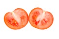 Tomato halves on a white background Royalty Free Stock Photo