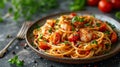 Squid Pasta plate Royalty Free Stock Photo