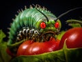 Tomato hornworm caterpillar eating plant Royalty Free Stock Photo