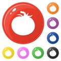 Tomato icons set 8 colors isolated on white. Collection of glossy round colorful buttons. Vector illustration for any design Royalty Free Stock Photo