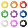 Tomato icons set 9 colors isolated on white. Collection of glossy round colorful buttons. Vector illustration for any design Royalty Free Stock Photo