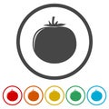 Tomato icons set. Isolated vegetables