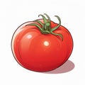 Vivid Comic Style Red Tomato Illustration On White Background