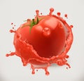 Tomato juice. Fresh vegetable, vector icon