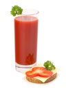 Tomato juice glass and sandwich Royalty Free Stock Photo