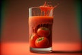 Tomato juice glass. Juice splashes. Healthy vegetables concept. Liquid vegetables. Generative AI