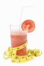 Tomato juice with measuring tape Royalty Free Stock Photo