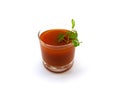 Tomato juice in glass and persley