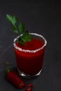 Tomato juice with salt. Bloody Mary cocktail with ingredients Royalty Free Stock Photo