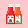 Tomato ketchup bottle in flat style Royalty Free Stock Photo