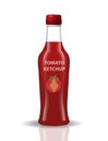 Tomato ketchup in a glass bottle, 3d realistic style. Papkrika red sauce, chili. Mock-up for your product design Royalty Free Stock Photo