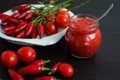 Tomato ketchup hot sauce Royalty Free Stock Photo