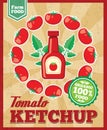 Tomato ketchup retro vector background