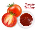 Tomato ketchup suace in dish with tomato