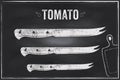 Tomato knife. Vector sketch chalk illustration design Royalty Free Stock Photo