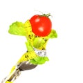 Tomato and lettuce on fork Royalty Free Stock Photo