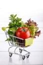 Vegetables on shopping trolley