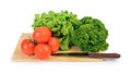 Tomato, lettuce and parsley on cutting board Royalty Free Stock Photo