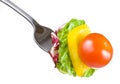 Tomato Lettuce Pepper on Fork Royalty Free Stock Photo