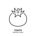 Tomato line icon. Natural bio vegetable vector sign. Editable stroke