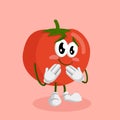 Tomato mascot and background ashamed pose Royalty Free Stock Photo