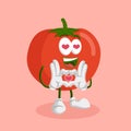 Tomato mascot and background in love pose Royalty Free Stock Photo