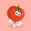 Tomato mascot and background sad pose Royalty Free Stock Photo