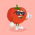 Tomato mascot and background thumb pose Royalty Free Stock Photo