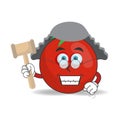 The Tomato mascot character becomes a judge. vector illustration