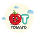 Tomato mascot with letter T