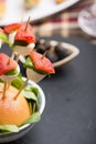 Tomato mozzarella skewer and other freh finger food. Royalty Free Stock Photo