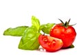 Tomato of Pachino and basil Royalty Free Stock Photo