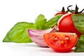 Tomato of Pachino , basil and garlic Royalty Free Stock Photo